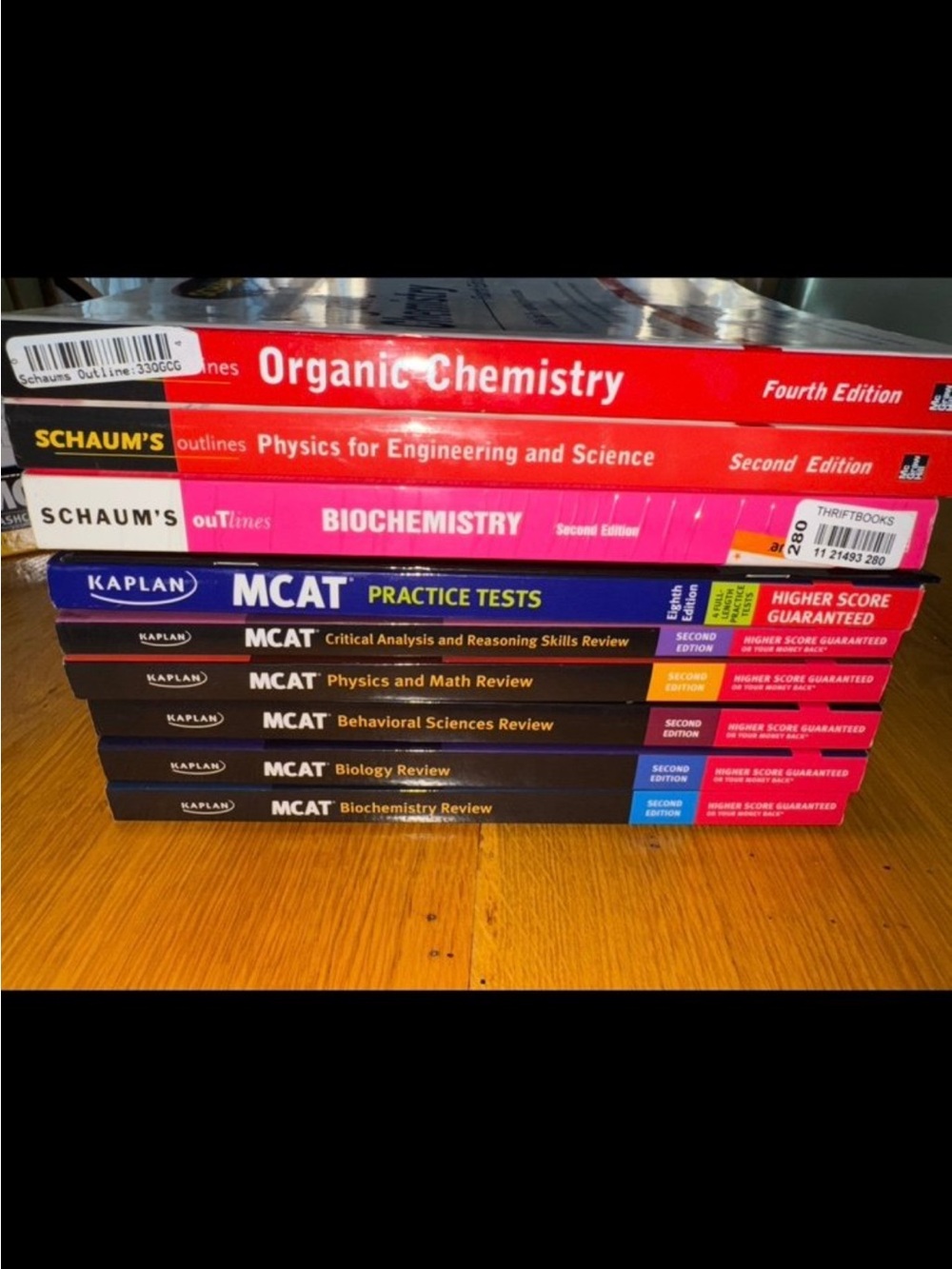 Kaplan MCAT Review & Practice Test Book Set - Black, Blue, Pink, Red